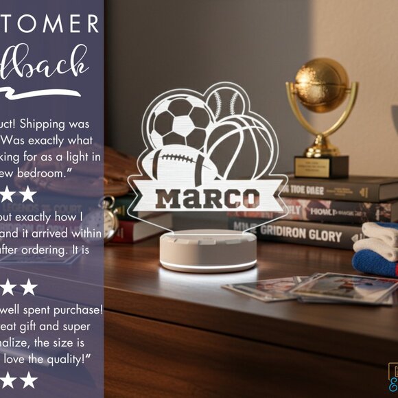 Sports LED Night Light – Personalized Gift Idea - Picture 7 of 8